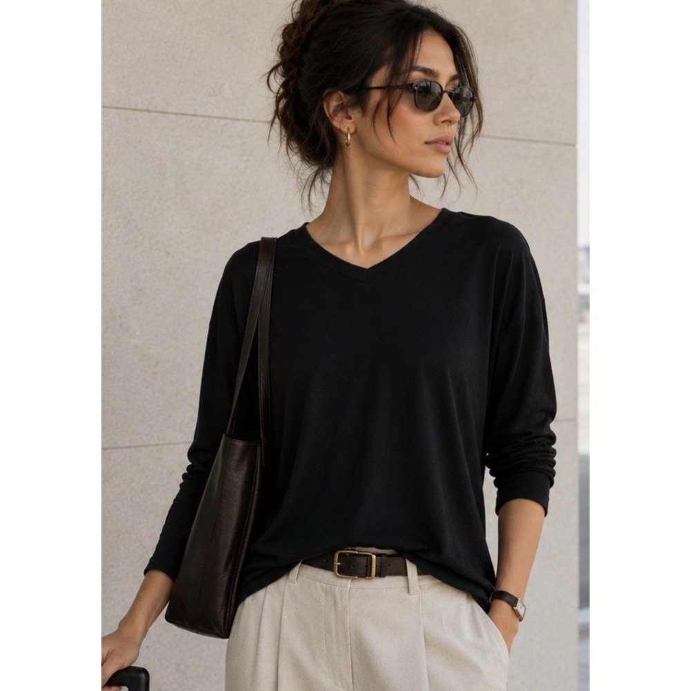Austin Reed Womens Oversized Long Sleeve V Neck Top Size XL‎ Travel Minimalist